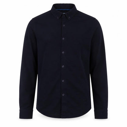 Larsson & Co Men's Black Button-Up Long Sleeve Regular Fit Shirt M