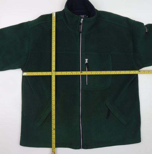 Maine New England Men Green Fleece Full Zip Jacket M Polyester