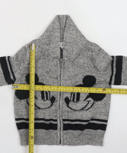 Gap Disney Grey Full Zip Knit Cardigan 18-24 Months Unisex Baby Mickey Mouse