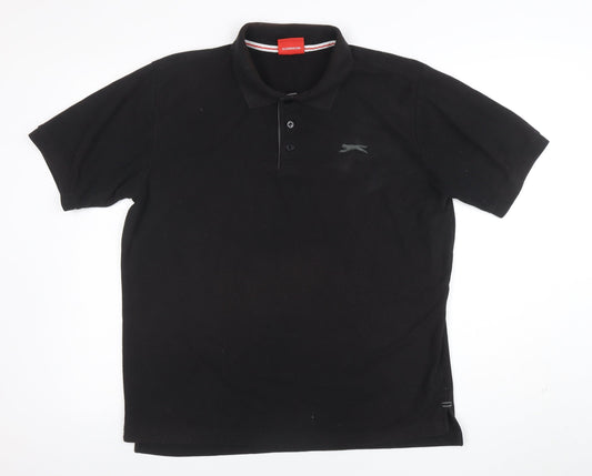 Slazenger Men's Black XL Polo Shirt Cotton Blend Casual Sports Top