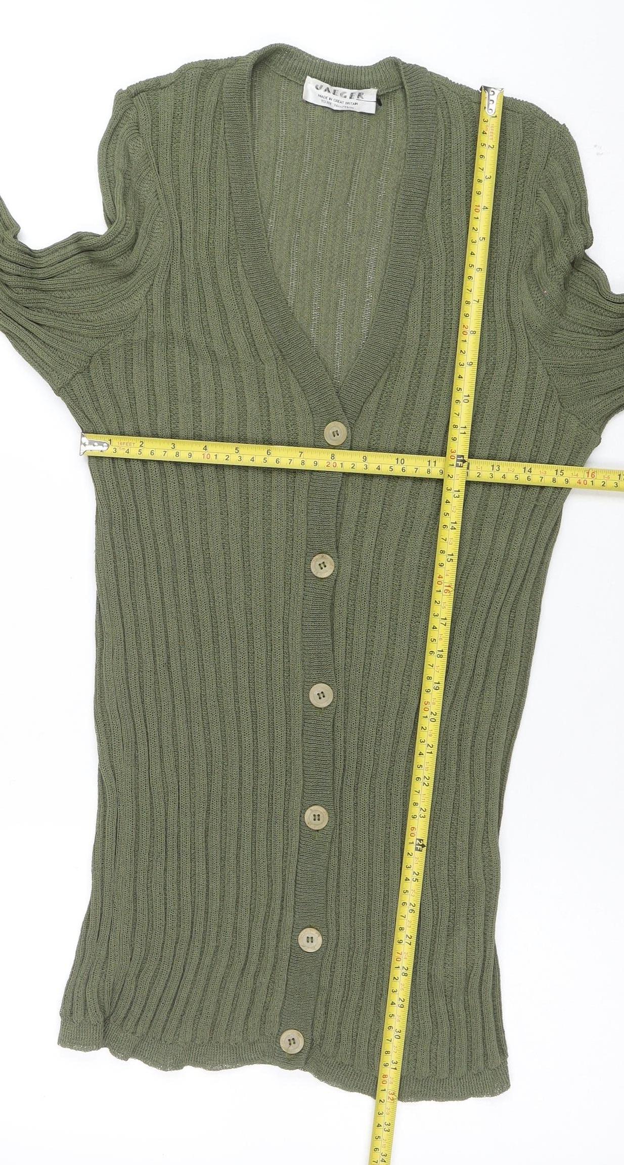 Womens UK Size 10 Jaeger Green Cardigan Jumper