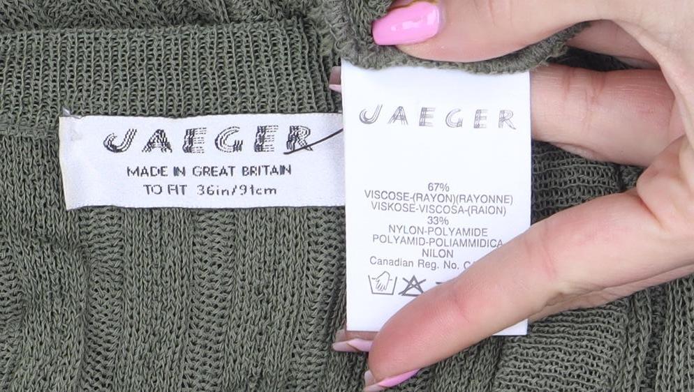 Womens UK Size 10 Jaeger Green Cardigan Jumper