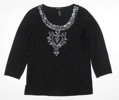 Womens UK Size XL INC International Concepts Black Basic T-Shirt
