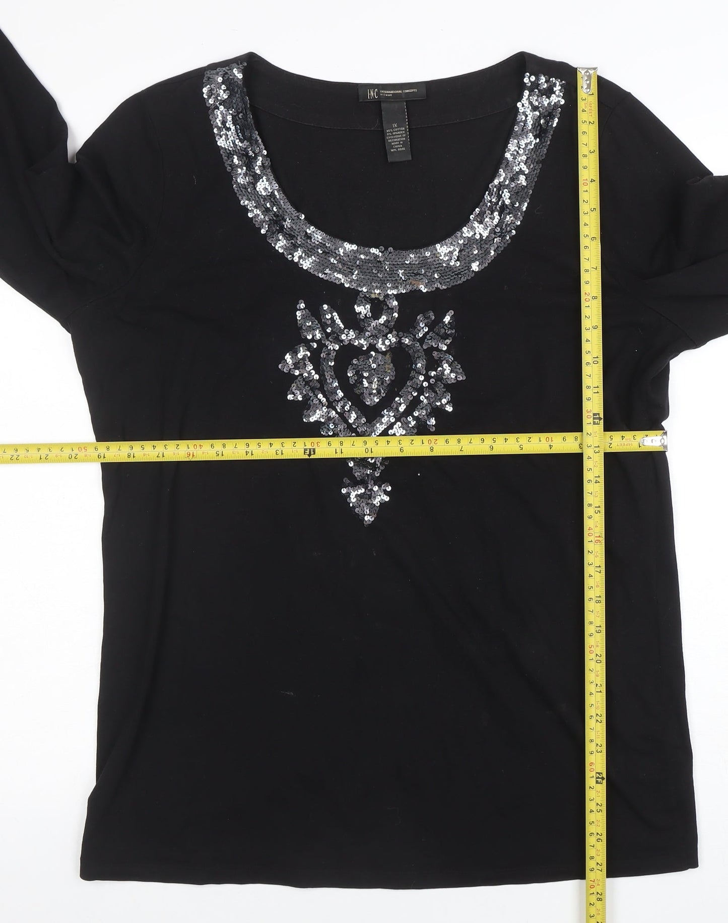 Womens UK Size XL INC International Concepts Black Basic T-Shirt