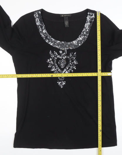 Womens UK Size XL INC International Concepts Black Basic T-Shirt