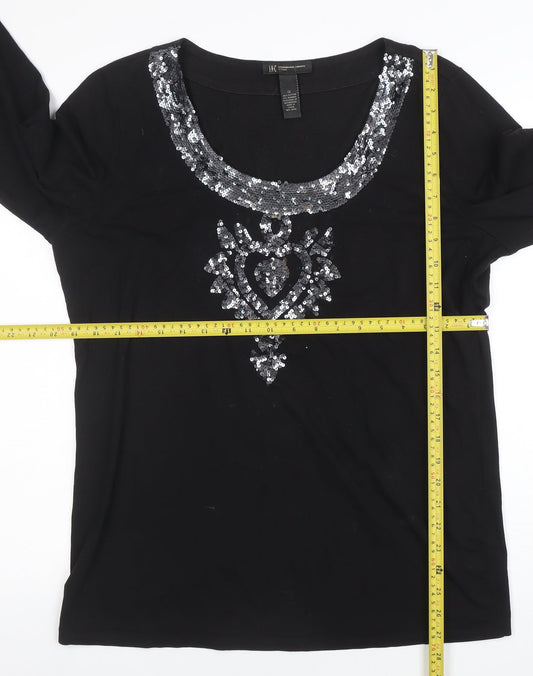 Womens UK Size XL INC International Concepts Black Basic T-Shirt