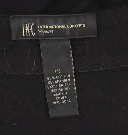 Womens UK Size XL INC International Concepts Black Basic T-Shirt