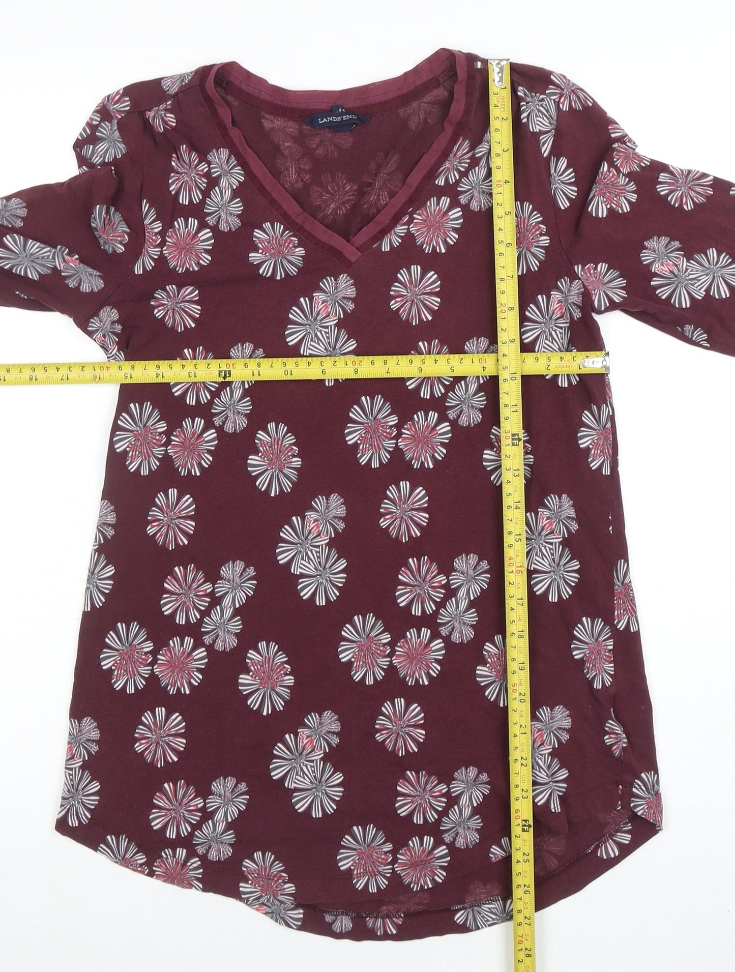 Womens UK Size S Lands' End Red Tunic T-Shirt