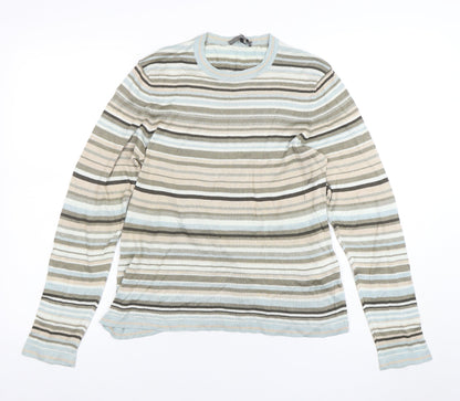 Jaeger Women's Multicoloured Striped Cotton Jumper Size M