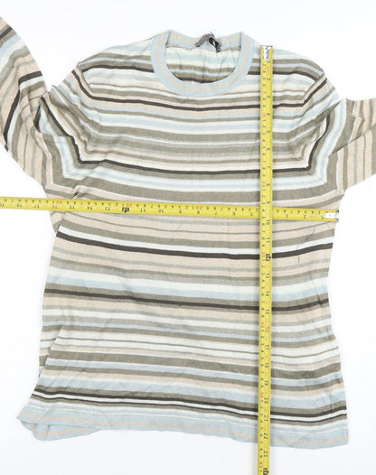 Jaeger Women's Multicoloured Striped Cotton Jumper Size M