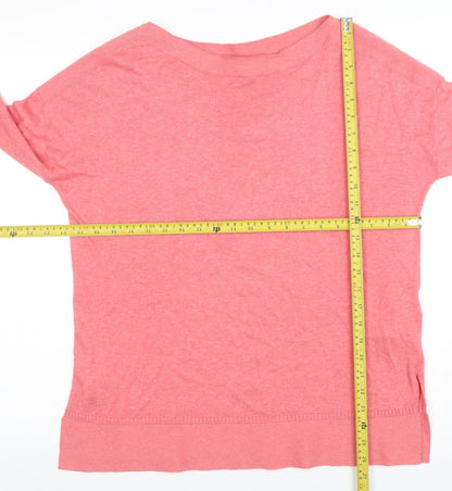 Joules Women's Pink Boat Neck 3/4 Sleeve Cotton Blend Jumper Size 12