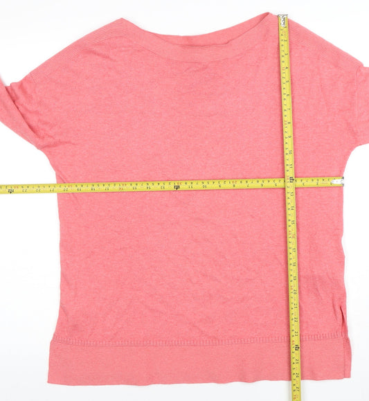 Joules Women's Pink Boat Neck 3/4 Sleeve Cotton Blend Jumper Size 12