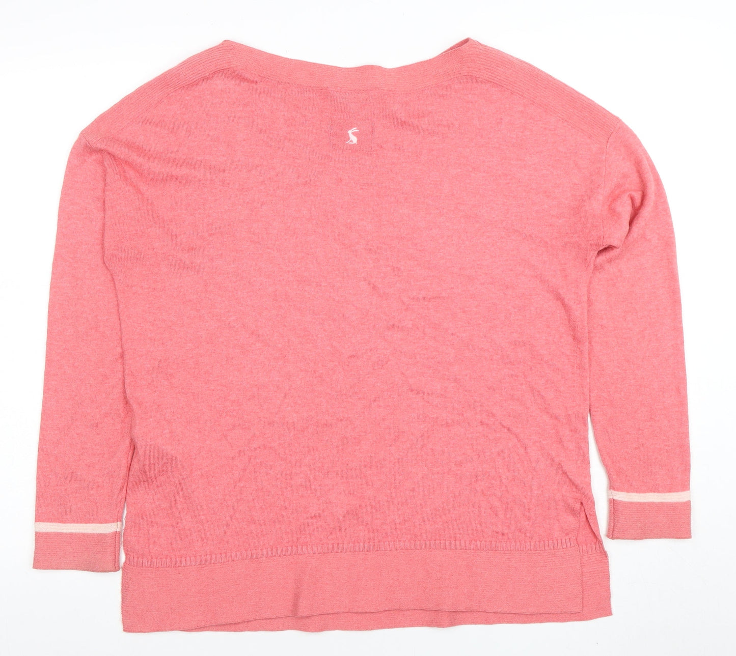 Joules Women's Pink Boat Neck 3/4 Sleeve Cotton Blend Jumper Size 12