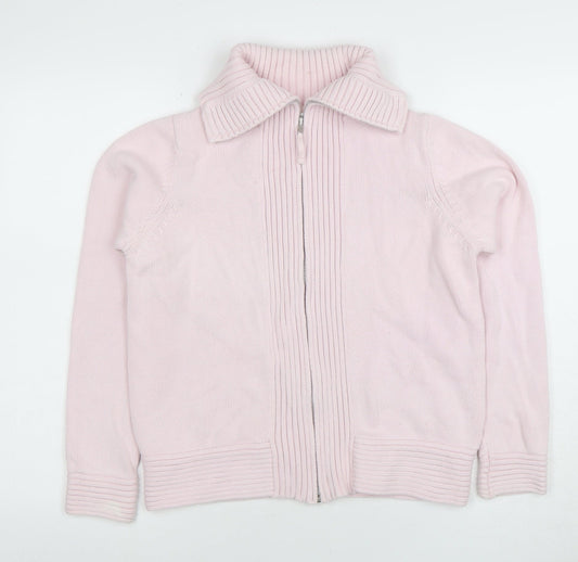 Womens UK Size 14 Marks and Spencer Pink Full Zip Jumper