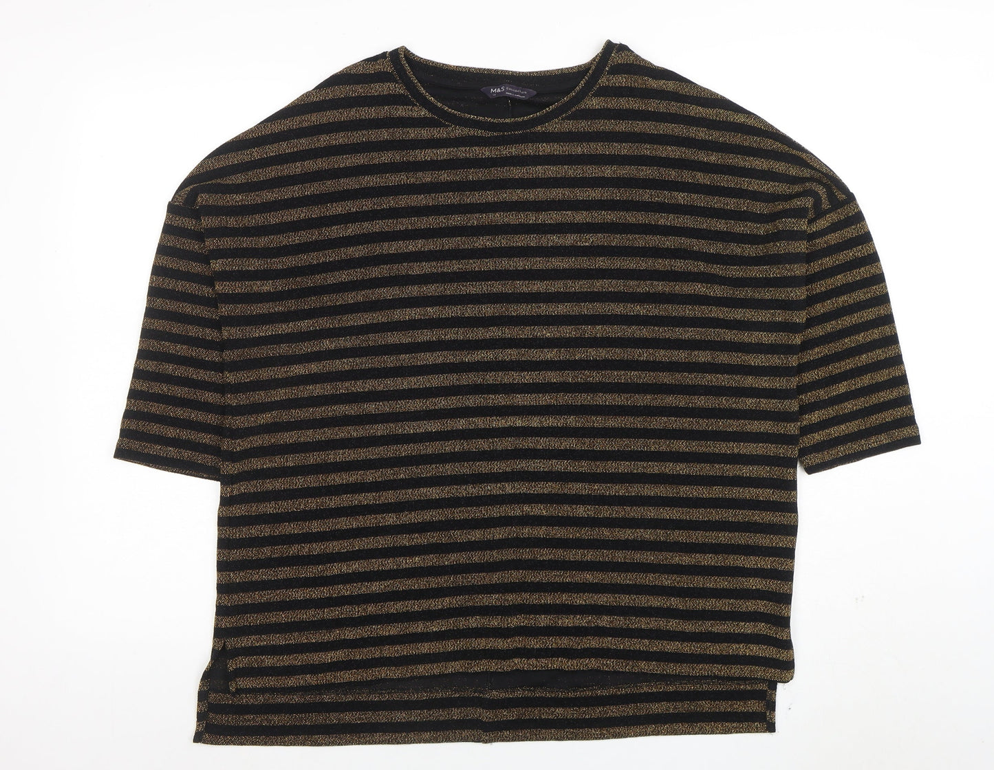 Womens UK Size 14 Marks and Spencer Black Basic T-Shirt