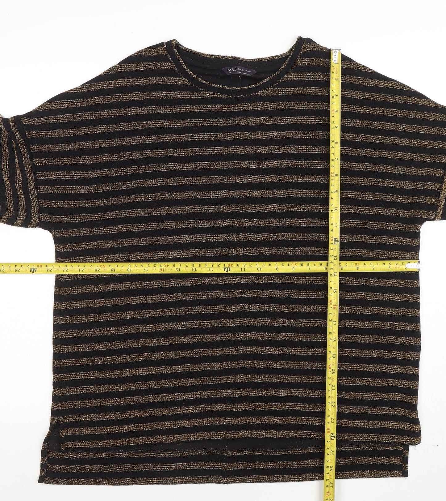 Womens UK Size 14 Marks and Spencer Black Basic T-Shirt
