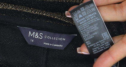 Womens UK Size 14 Marks and Spencer Black Basic T-Shirt