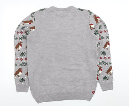 Mens UK Size M Cotton Traders Grey Pullover Jumper