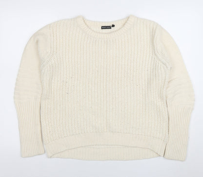 Brave Soul Women Ivory Chunky Knit Crew Neck Jumper Size M