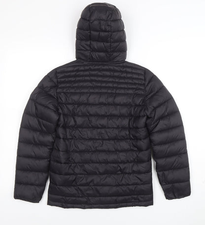 SoulCal & Co Boys Black Hooded Puffer Jacket 11-12 Years Quilted Full Zip
