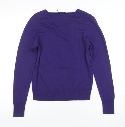 Marks & Spencer Women Purple Beaded Merino Wool Jumper UK 12