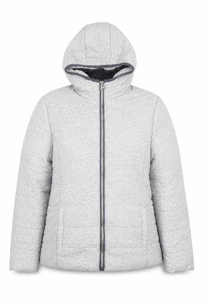 New Balance Women's Grey Hooded Puffer Jacket Size M Polyester Lined