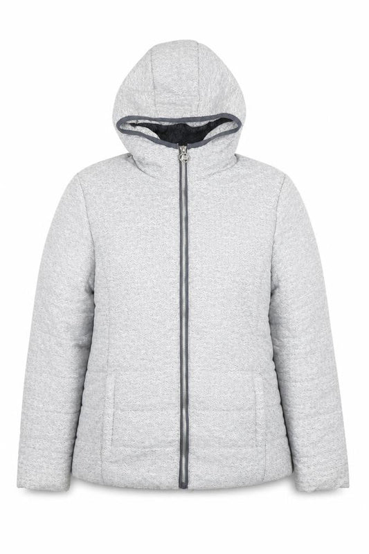 New Balance Women's Grey Hooded Puffer Jacket Size M Polyester Lined