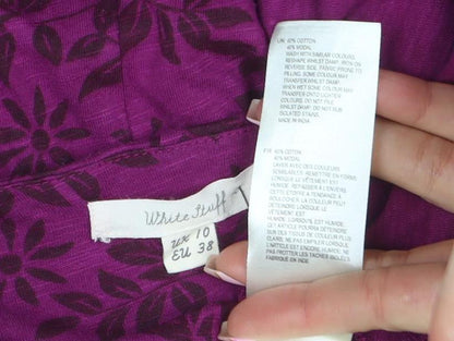 White Stuff Women’s Purple Floral A-Line Jersey Dress Size 10
