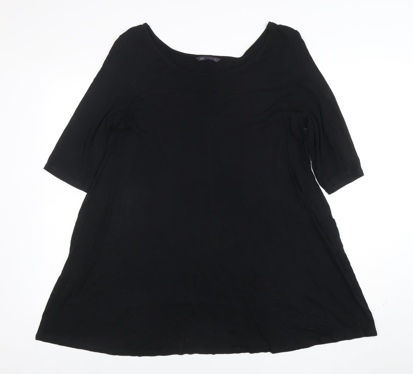 Marks and Spencer Women Black Size 16 Jersey A-Line Dress