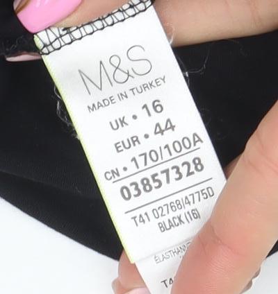 Marks and Spencer Women Black Size 16 Jersey A-Line Dress