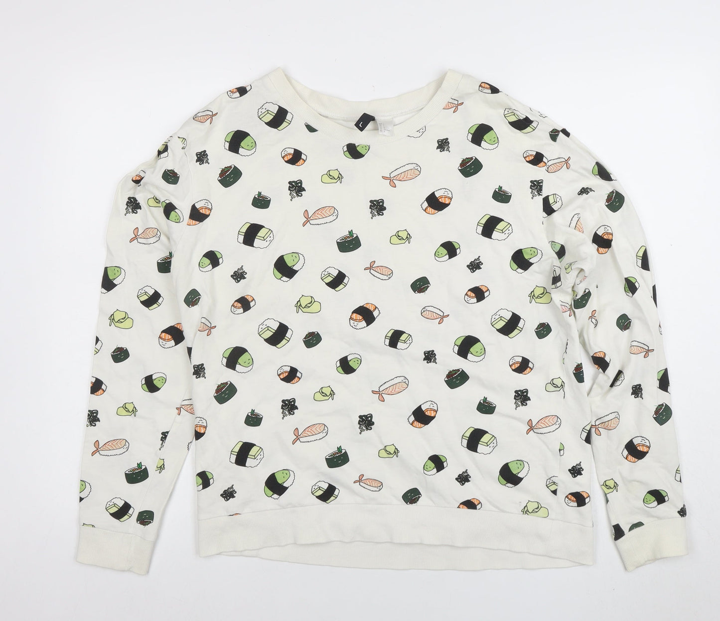 Womens UK Size L H&M White Pullover Sweatshirt