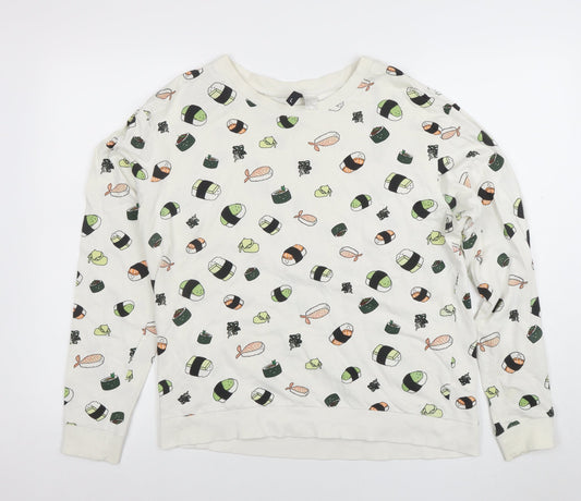 Womens UK Size L H&M White Pullover Sweatshirt