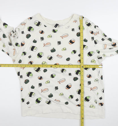Womens UK Size L H&M White Pullover Sweatshirt
