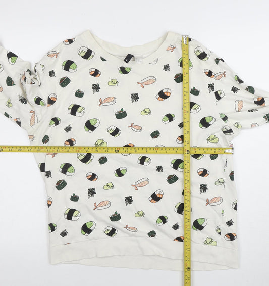 Womens UK Size L H&M White Pullover Sweatshirt