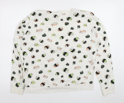 Womens UK Size L H&M White Pullover Sweatshirt