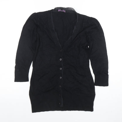 Coast Womens Black Size 8 V-Neck Button Cardigan