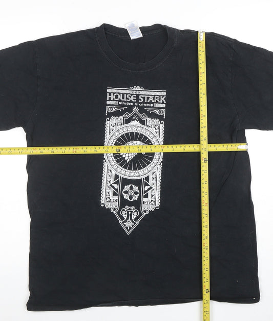 Gildan Men's Black House Stark Game of Thrones Cotton T-Shirt Size L