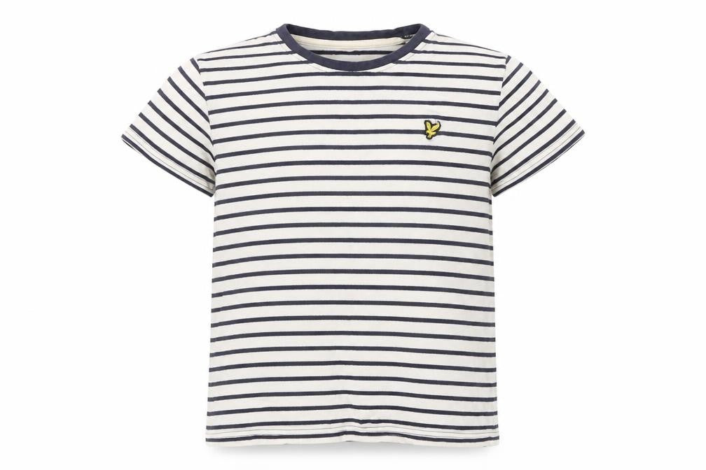 Lyle & Scott Boys Blue Striped Cotton T-Shirt 14-15 Years Regular Fit
