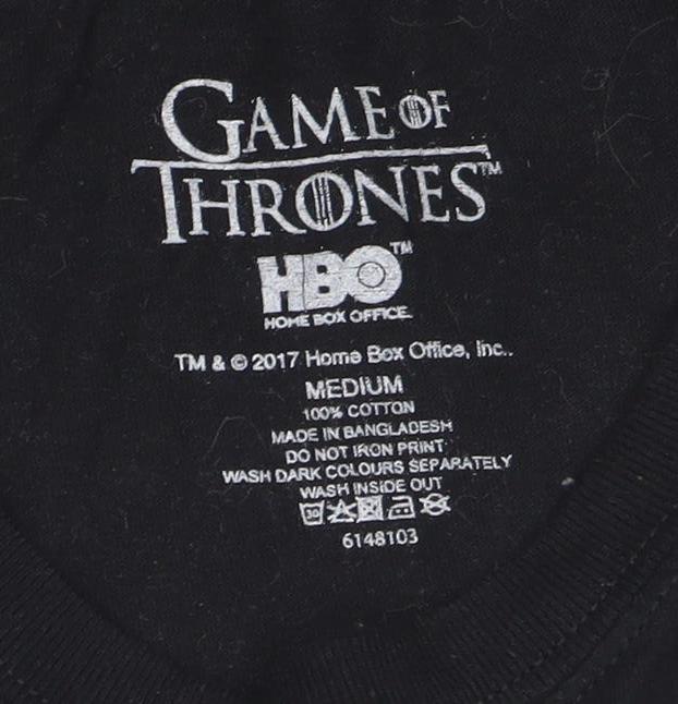 HBO Game of Thrones Men's Black Medium Stark Graphic Cotton T-Shirt