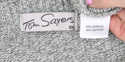 Tom Sayers Mens Grey XXL Crew Neck Acrylic Cotton Jumper