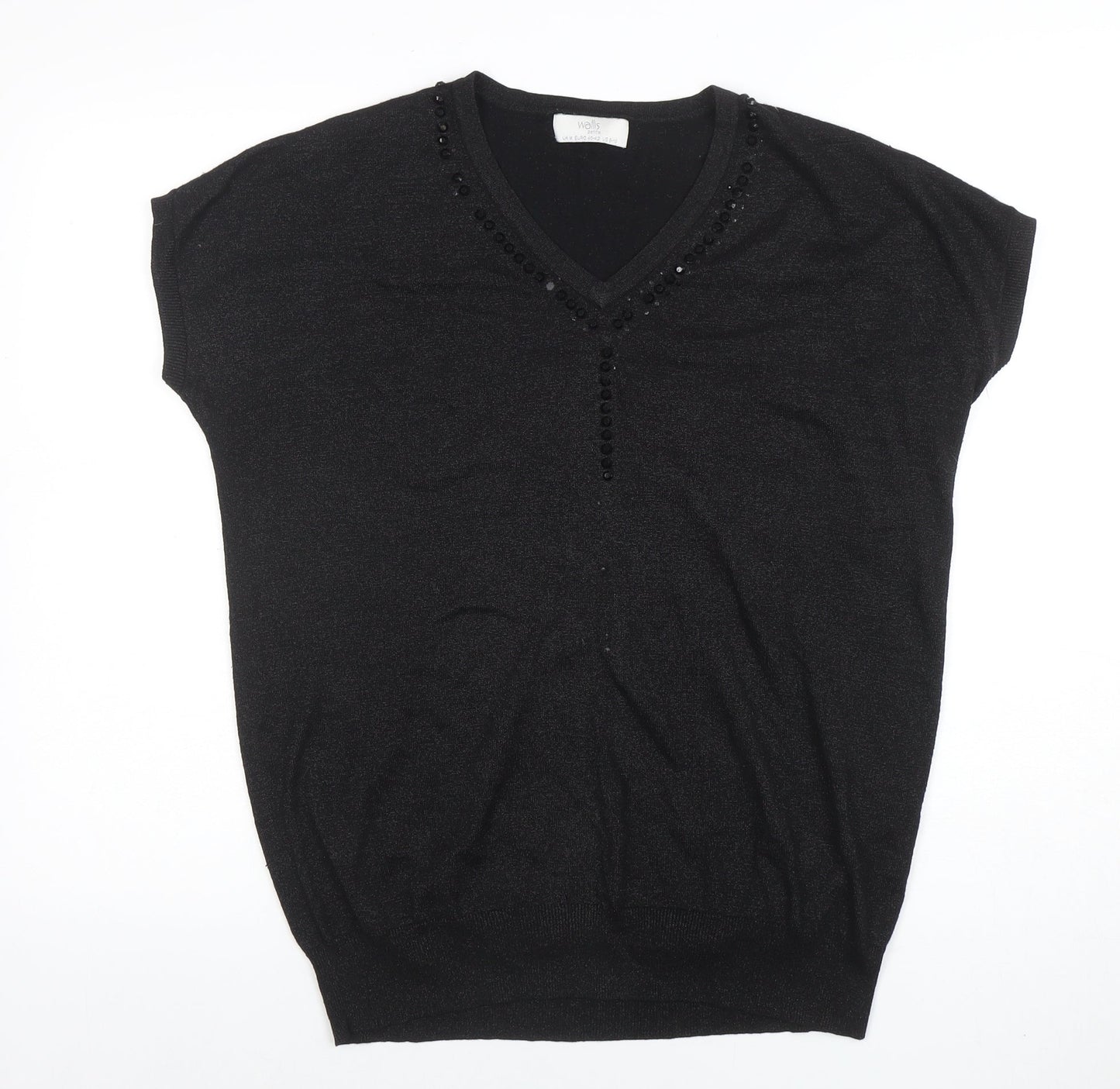 Womens UK Size M Wallis Black Tunic Blouse
