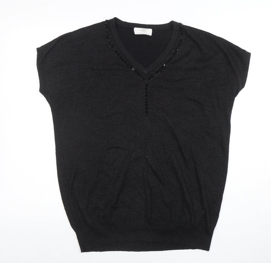Womens UK Size M Wallis Black Tunic Blouse