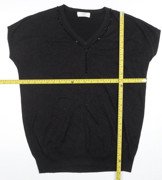 Womens UK Size M Wallis Black Tunic Blouse
