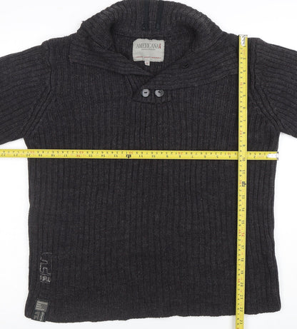 Mens UK Size M Americana Raw Grey Pullover Jumper