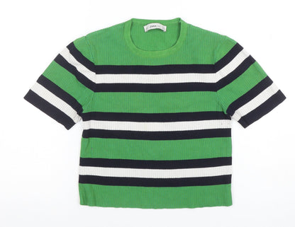 Womens UK Size M Zara Green Basic T-Shirt