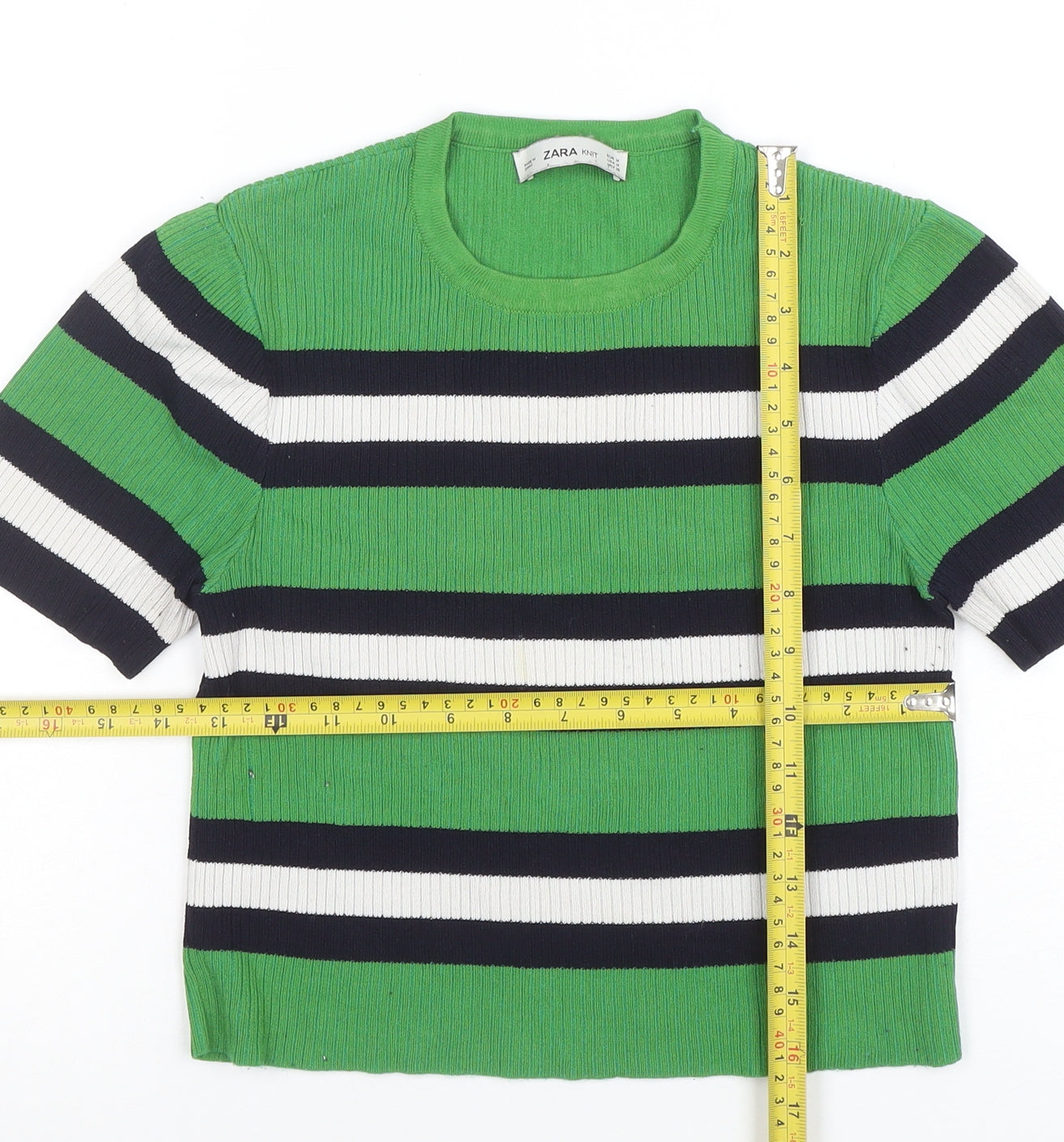 Womens UK Size M Zara Green Basic T-Shirt