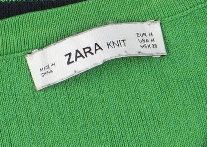 Womens UK Size M Zara Green Basic T-Shirt