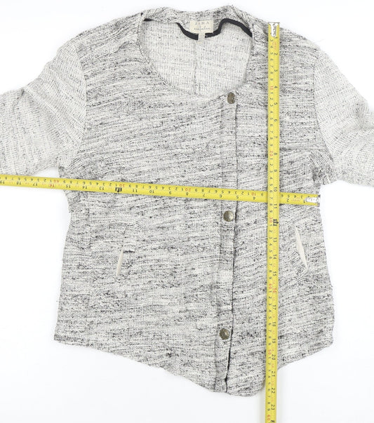 ZARA Women Grey Cotton Blend Button Cardigan Size 12