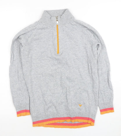 Womens UK Size S Whale of a Time Grey Full Zip Jumper