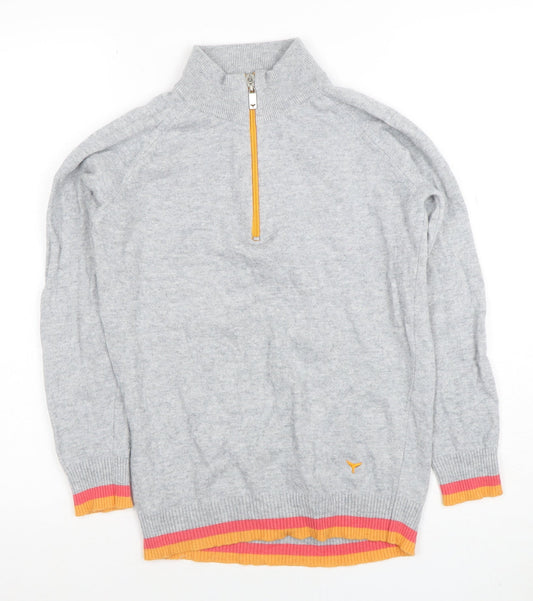 Womens UK Size S Whale of a Time Grey Full Zip Jumper